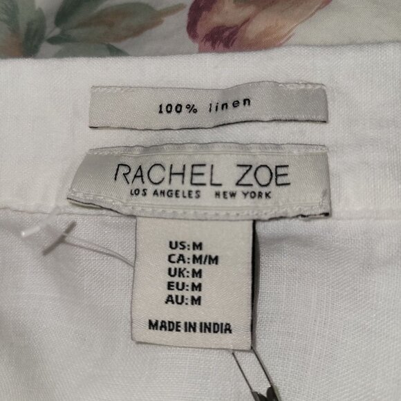 Rachel Zoe White Linen Button-Up Sleeveless Blouse Size M beach coastal NEW - Picture 6 of 6